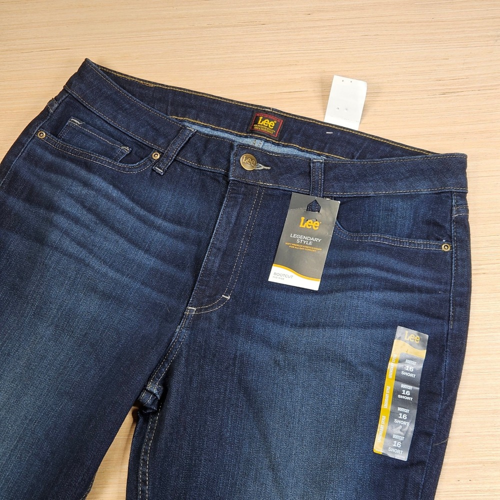 Lee Bootcut Jeans Women 16S Dark Blue Legendary Style Mid Rise Stretch Denim NEW
